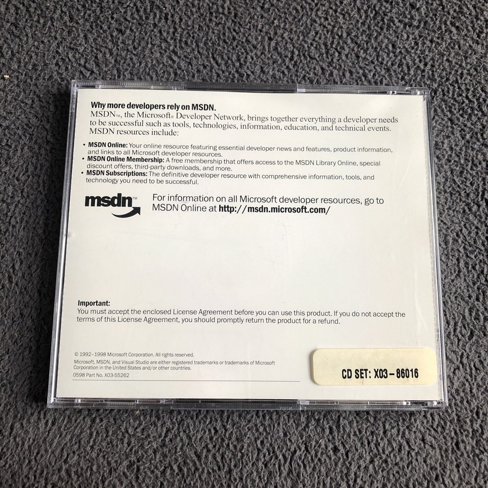 Microsoft MSDN Library Visual Studio 6.0 2 CD Set for Windows NT Windows 98