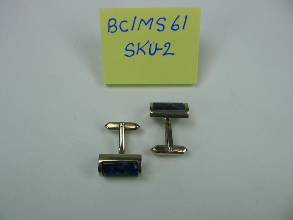 Men's Cufflinks Rectangular, Stainless Steel & Blue Sodalite