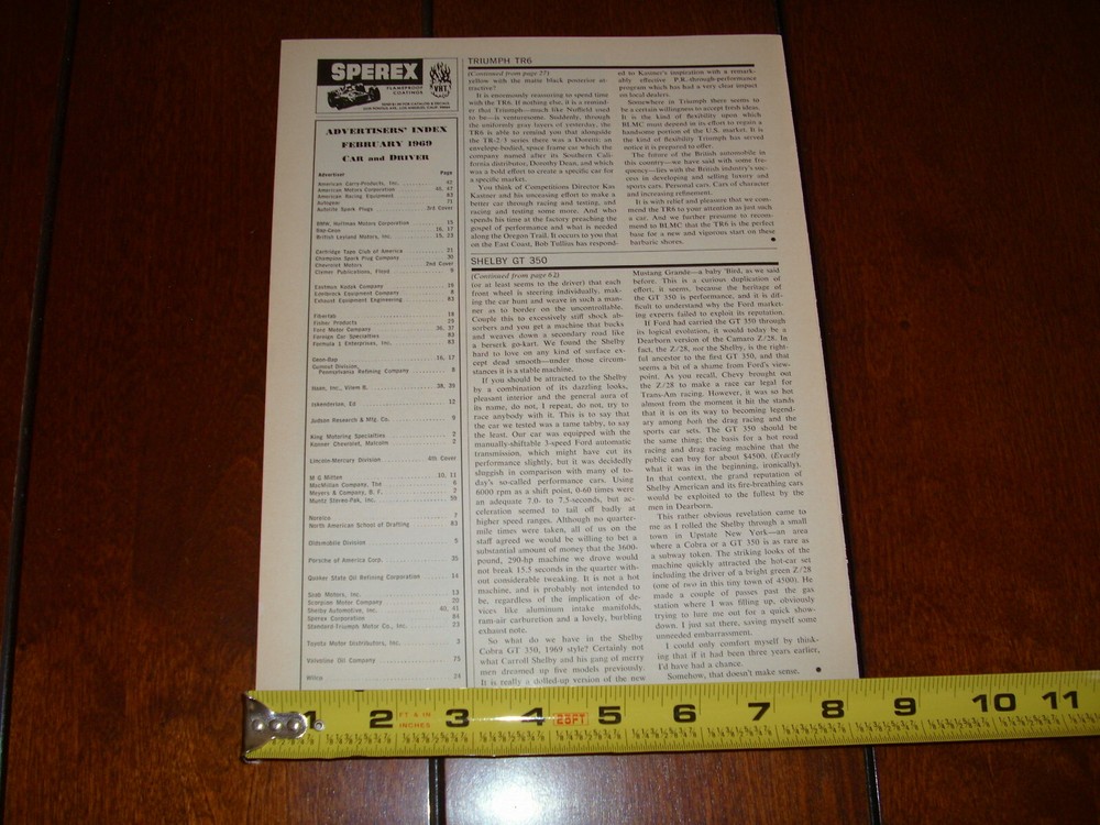 1969 SHELBY GT350 ORIGINAL ARTICLE
