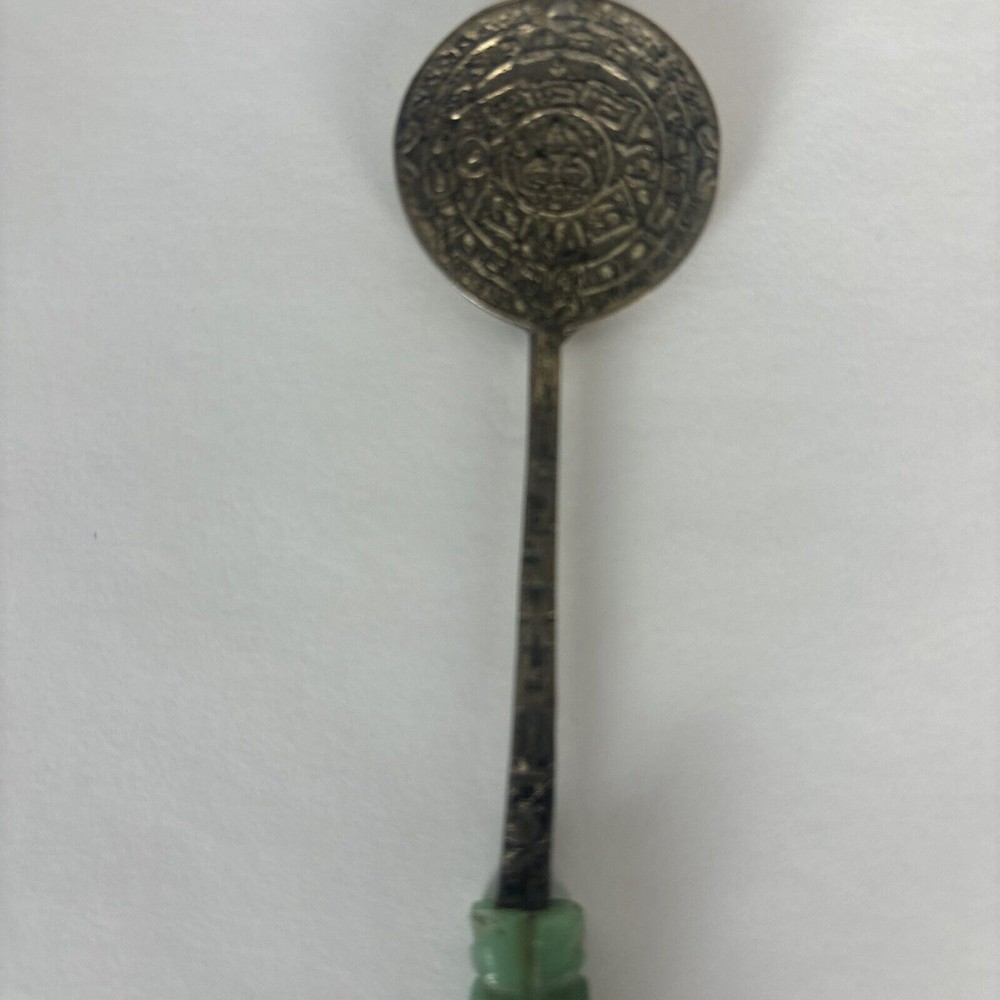 Mexico Sterling Silver .925 Jade Mini Souvenir Spoon 4"