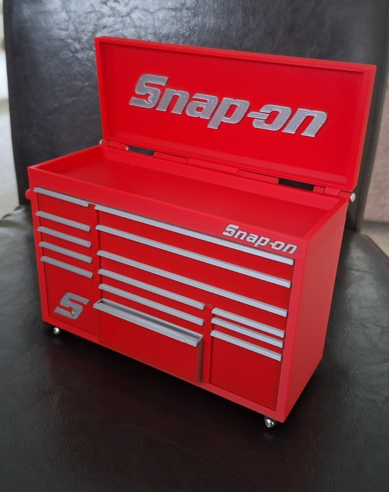 Mini High Quality 3D Printed Toolbox (Red) (Silver)