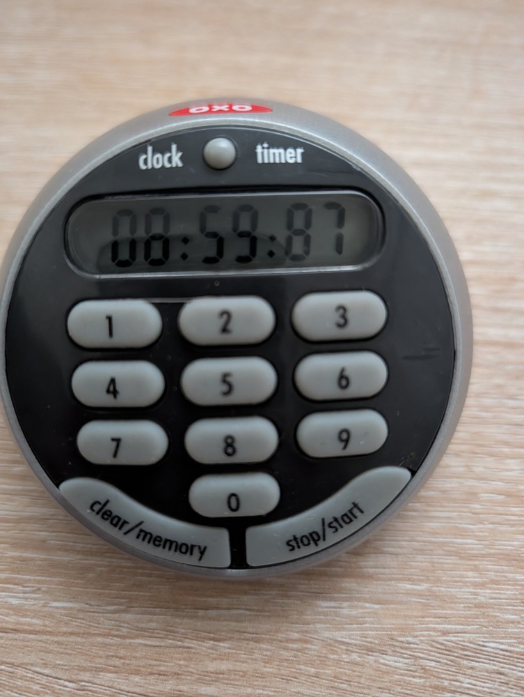 OXO Digital Kitchen Timer Large Display Countdown Count Up Battery Silver Black