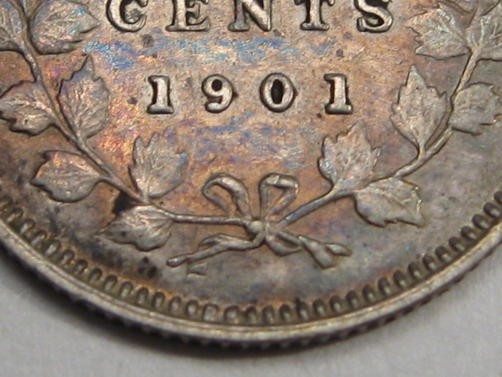 VF/XF Cleaned? 1901 Silver 5¢ Five Cent CANADA. #44