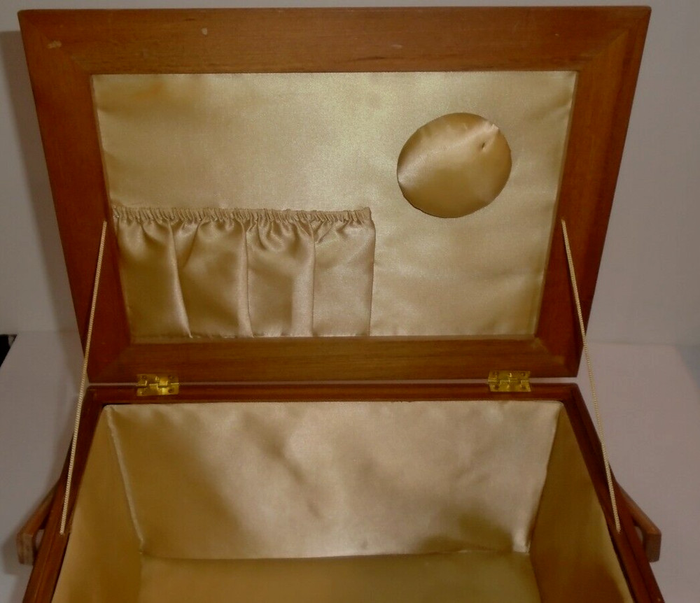 Vintage Fabric Covered Sewing Box Basket with Lining