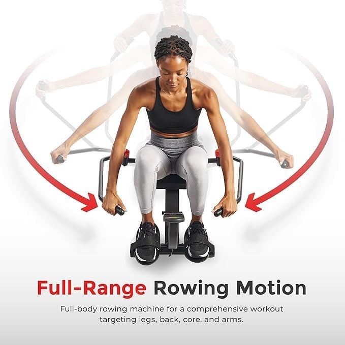 Full-Motion Rowing Machine w/Adjustable Resistance Low-Impact Full-Body Workout