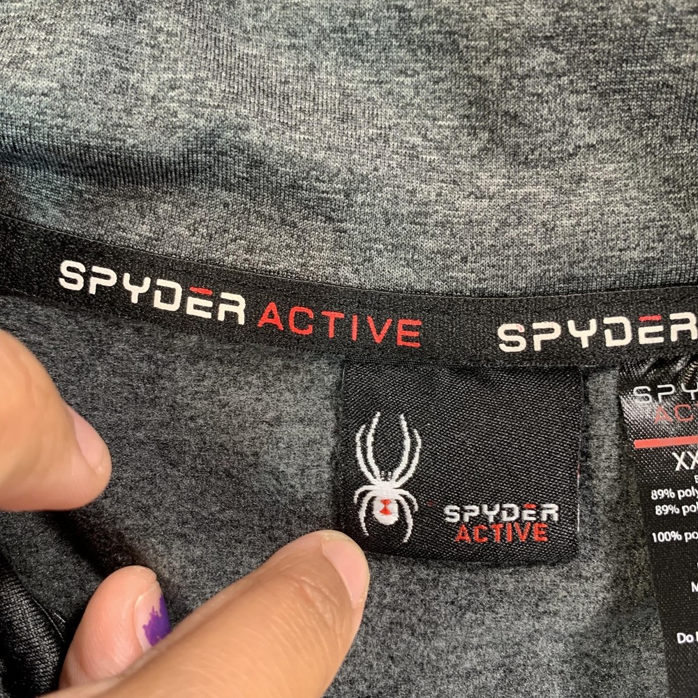 Spyder Active Pullover Mens 2XL Gray 1/4 Zip ProWEB Athletic Base Layer Gym