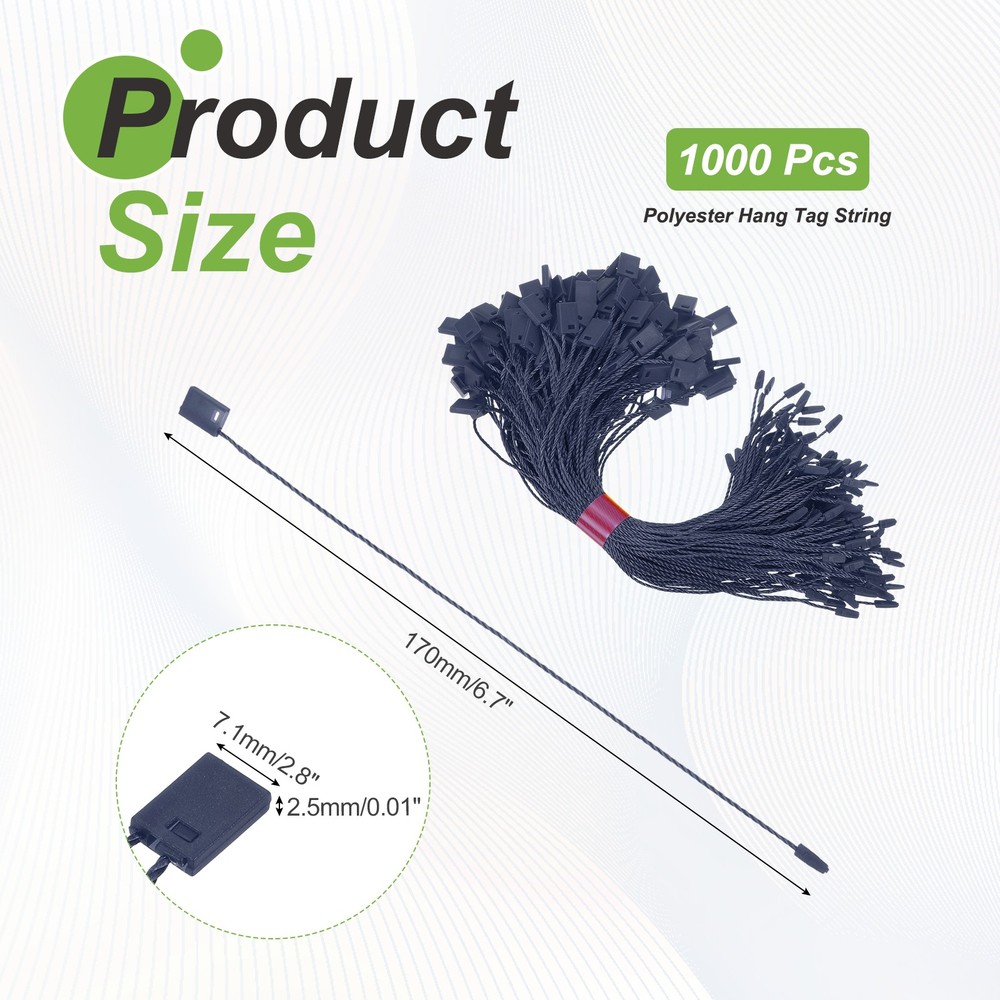 1000pcs Polyester Hang Tag String (6.7") - Plastic Snap Lock Pin Loop Dark Blue