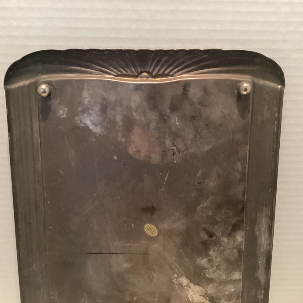Vintage Silver Plated Table Top Square Footed Mirror