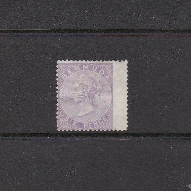 Bermuda 1874 6d Dull Mauve Mint No Gum Wing Margin Copy