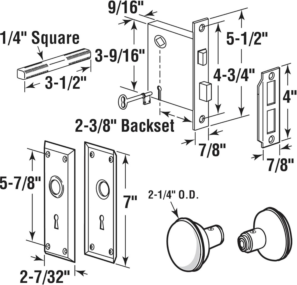Mortise Lock Set with Classic Knobs for Interior Doors 1-3/4" Thick Matte Black