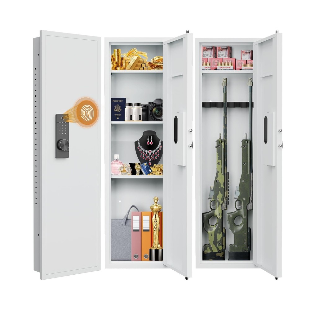 53.15" Wall Safe Between the Studs, Biometric Fingerprint Hidden Safe with Du...