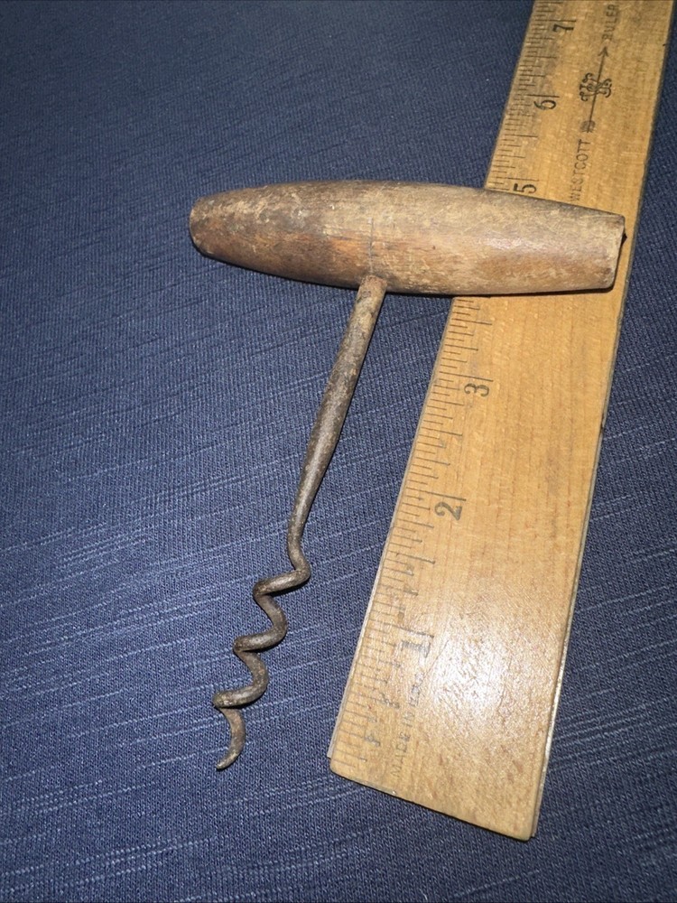 Vintage Corkscrew With Wood Handle.