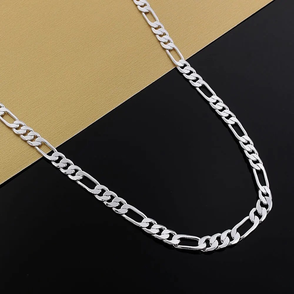 Solid 925 Sterling Silver Necklace For Men Classic 12mm Cuban Chain