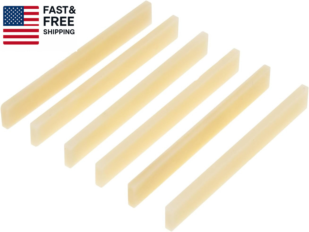 6Pcs Unbleached Guitar Bone Saddle, Blank Guitar Bridge Saddle, Pure Bone Saddle