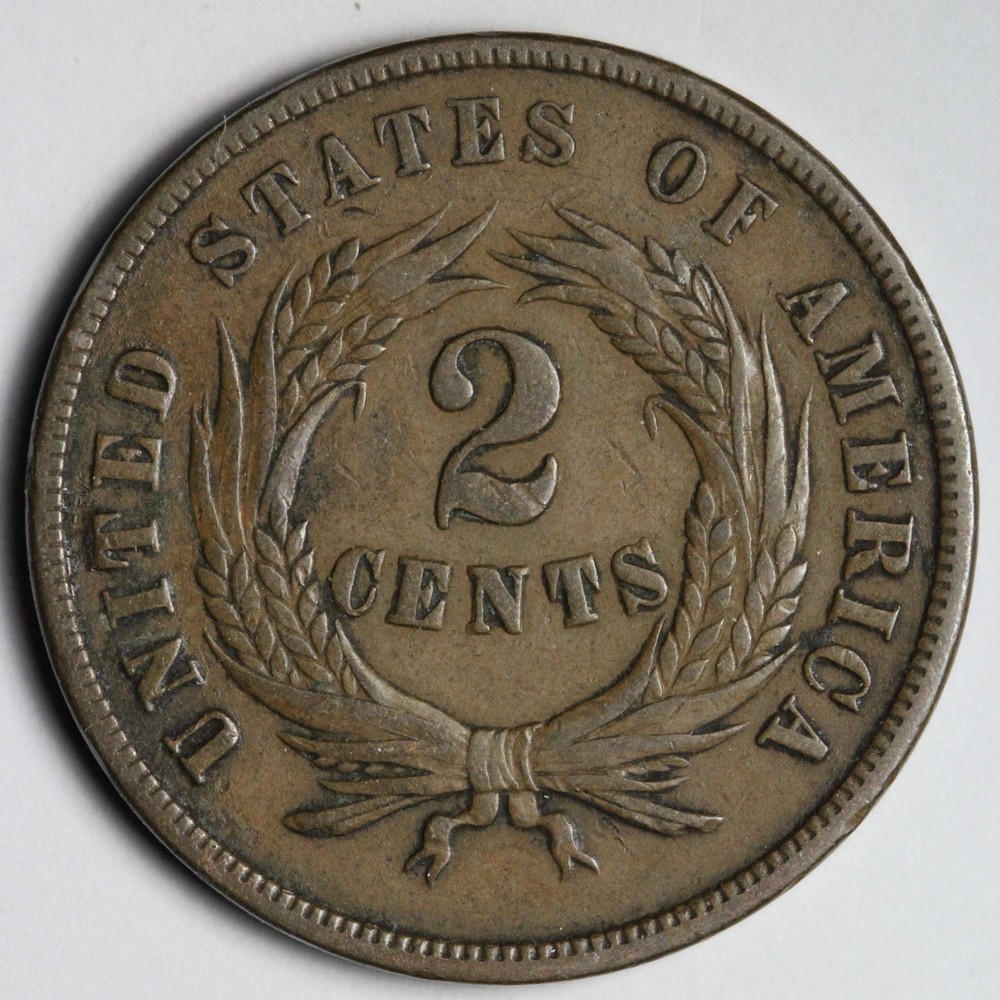 1865 Two Cent Piece XF/AU E394 QXEN