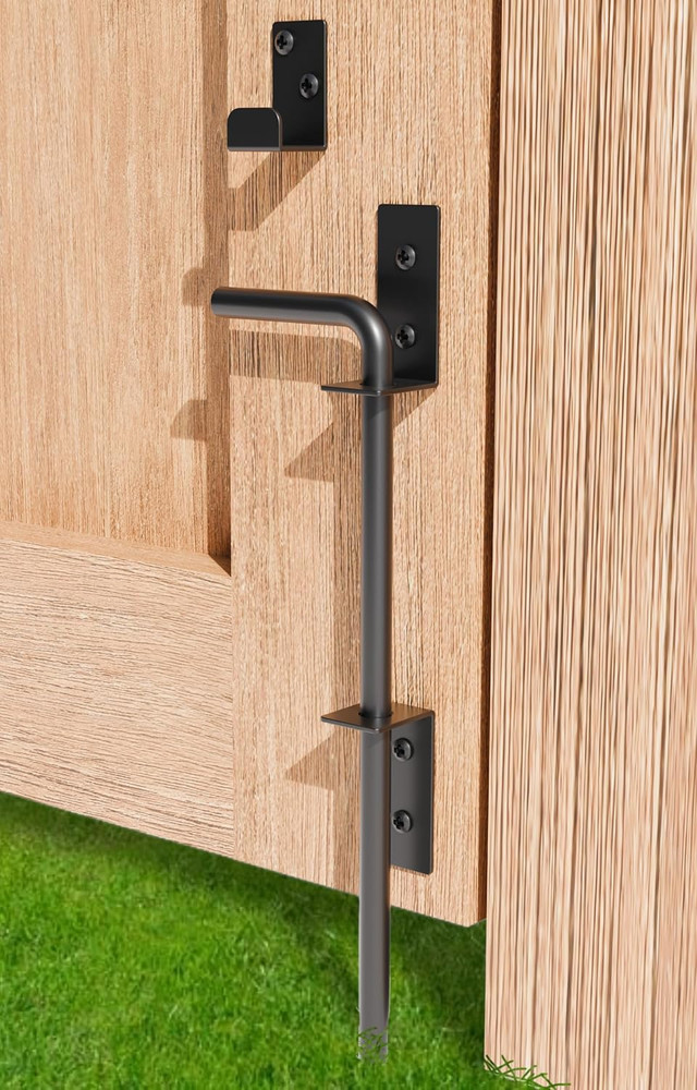 12" Heavy Duty Cane Bolt Gate Drop Rod Extra Thick Hardware Ground Latch for Woo
