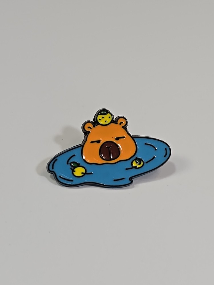 Capybara Swimming Lapel Pin Whimsical