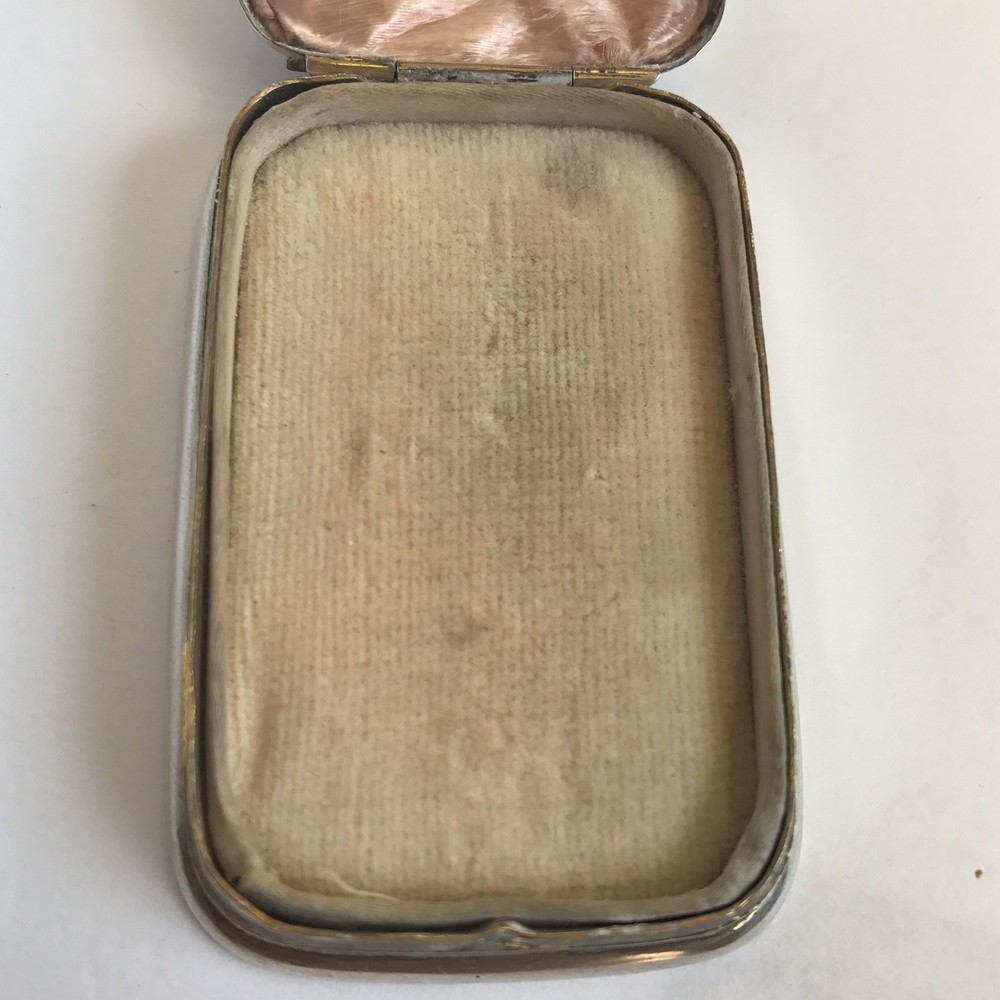 Antique Chinese Solid Silver Ring / Trinket Box Unidentified Marks 6cm X 4cm