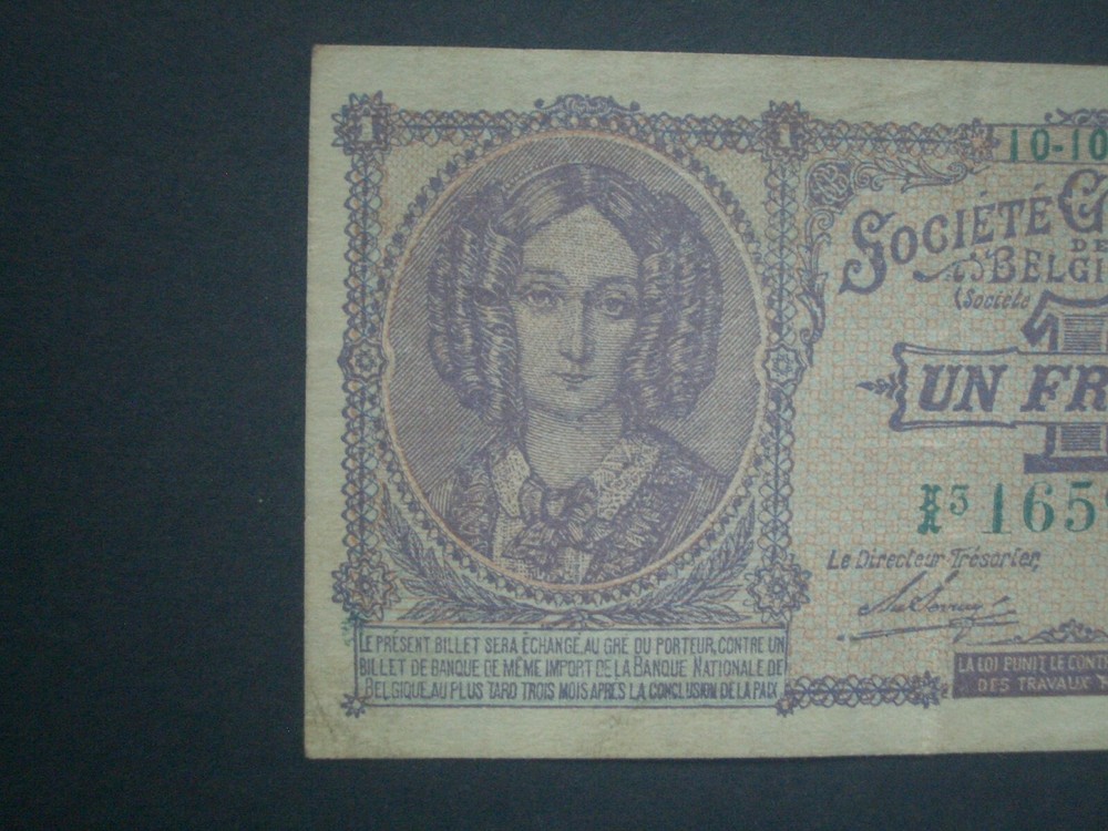 **Scarce** 1917 UN Franc Belgium 'VF'++ Banknote***