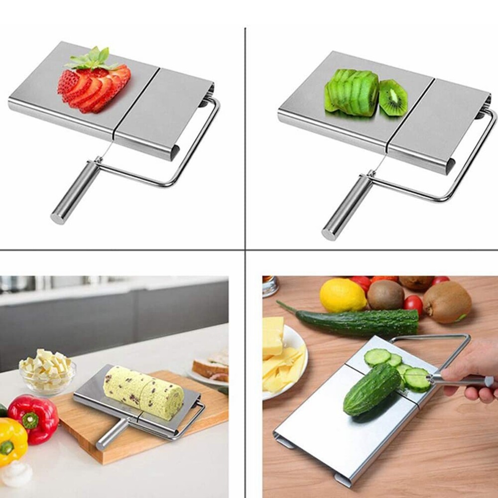Cheese Slicer with Wire Serving Board Stainless Steel Cutting Kitchen Hand Tool