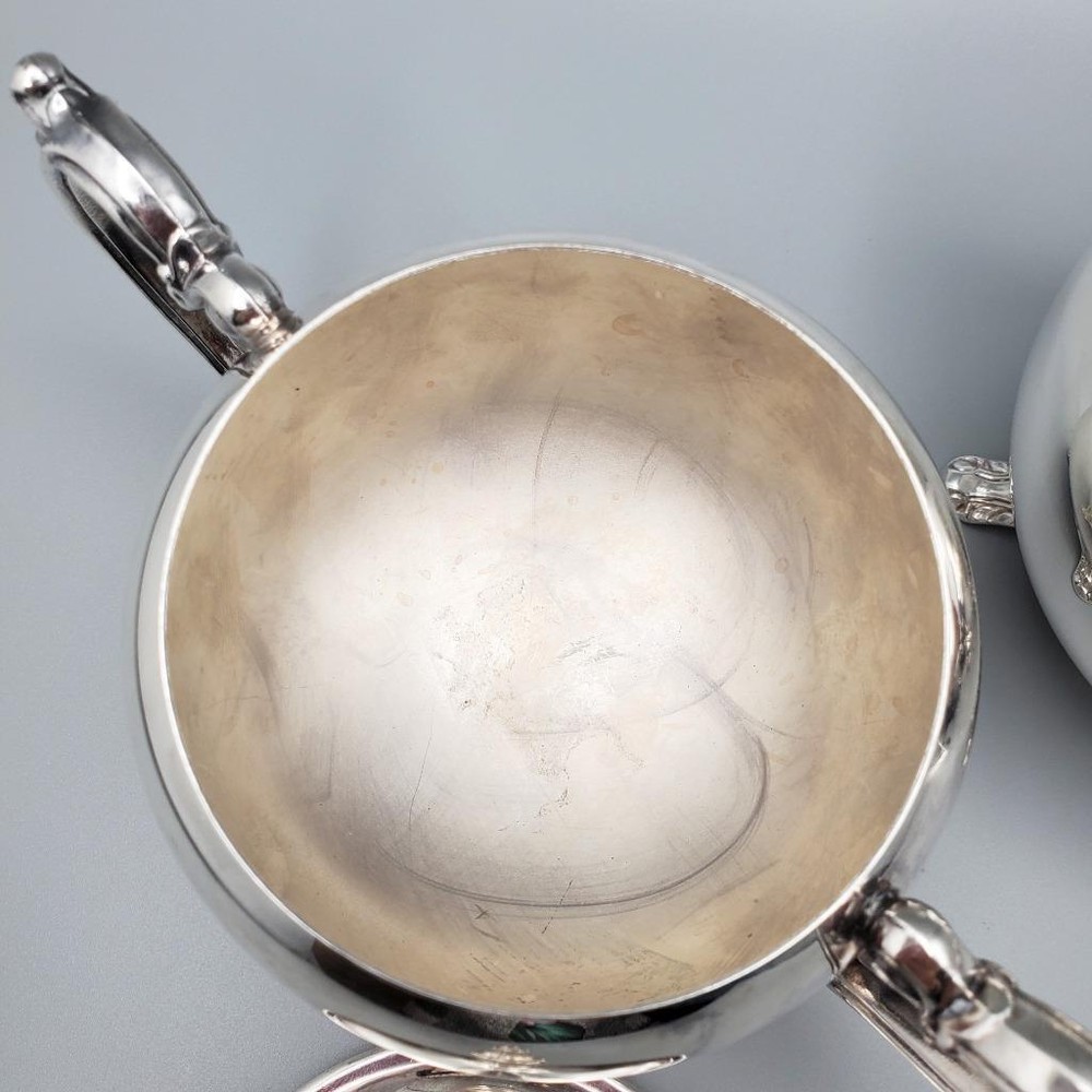 Acanthus Footed Sugar Bowl & Cream Pitcher Set Gilded Interior