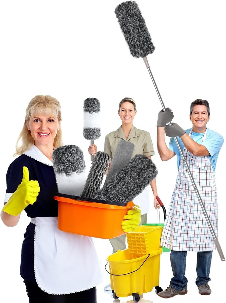 Microfiber Feather Duster W/ Extension Pole 30 to 100 inches Reusable,Bendable
