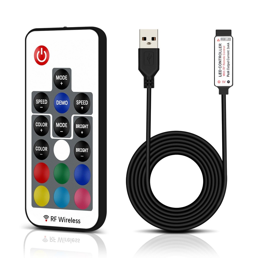 RF Wireless Remote LED Controller, 17 Keys Wireless Remote Control Dimmer Con...