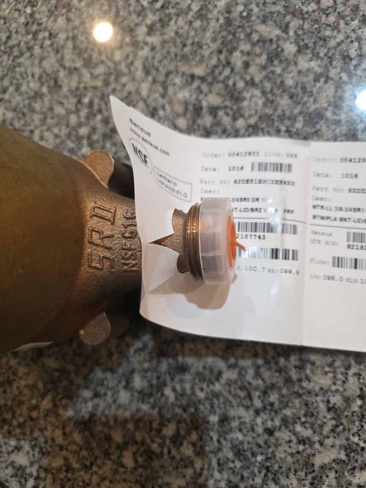 Sensus SR II 5/8" Brass Water Meter – Zero Hours – New