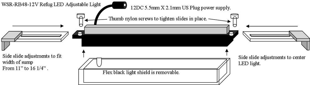 Refugium light WSR-48RB-12V Chaeto LED Slide mount Light