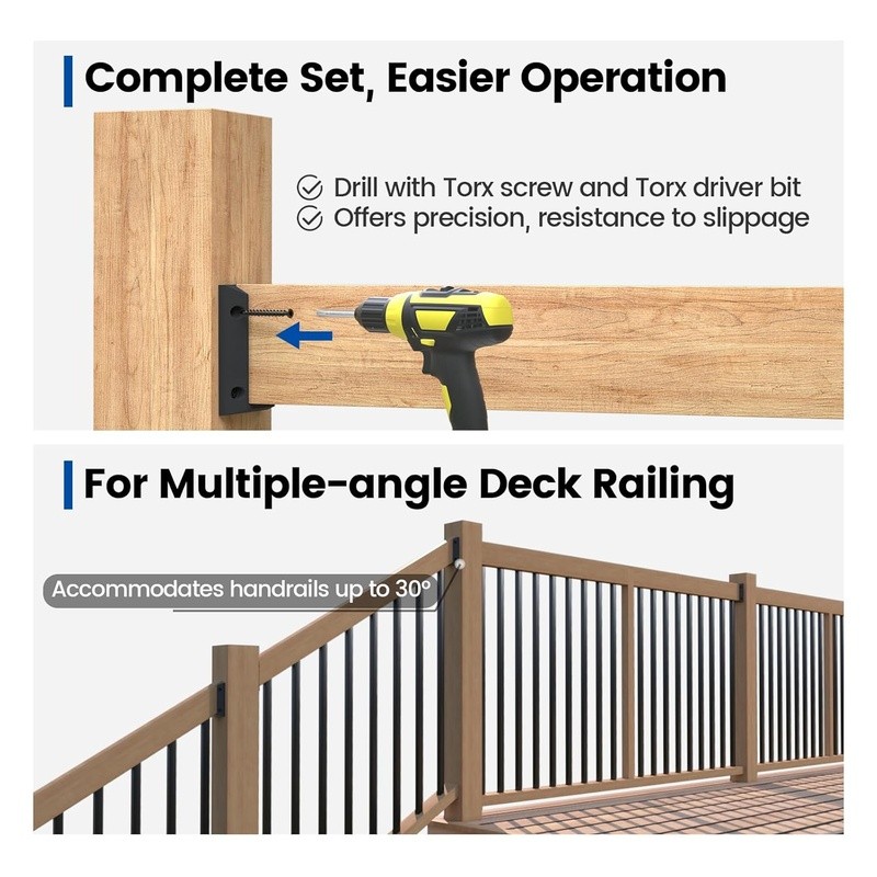Sturdy Deck Railing Bracket Kit 40pcs Nylon Connectors Screws Torx Driver Bit US
