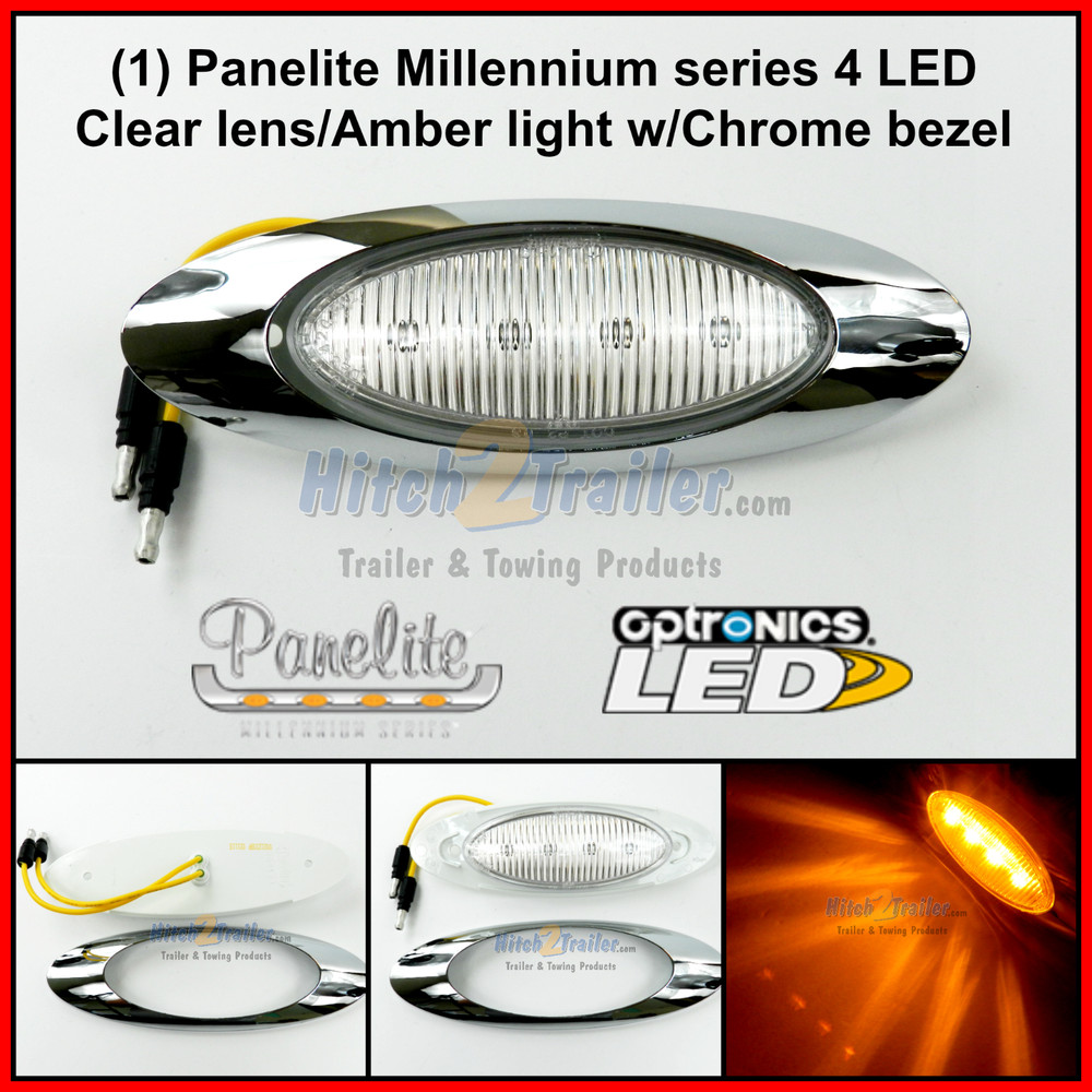 1 Panelite Millennium 4 LED M1 Clear/ Amber marker light w/Chrome Bezel 6.5"