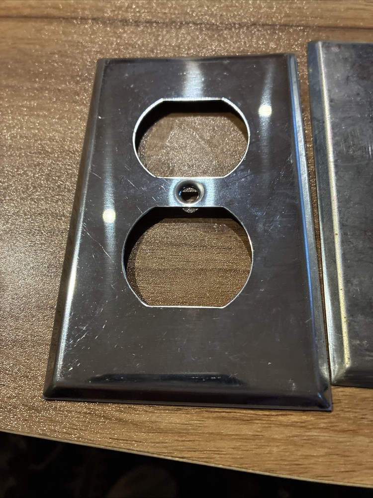 2 Vintage Deep Chrome Duplex Wall Plates