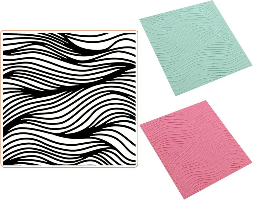 Waves Plastic Embossing Folder (5"X5''| Ocean Pattern) Paper Crafts Plastic Text