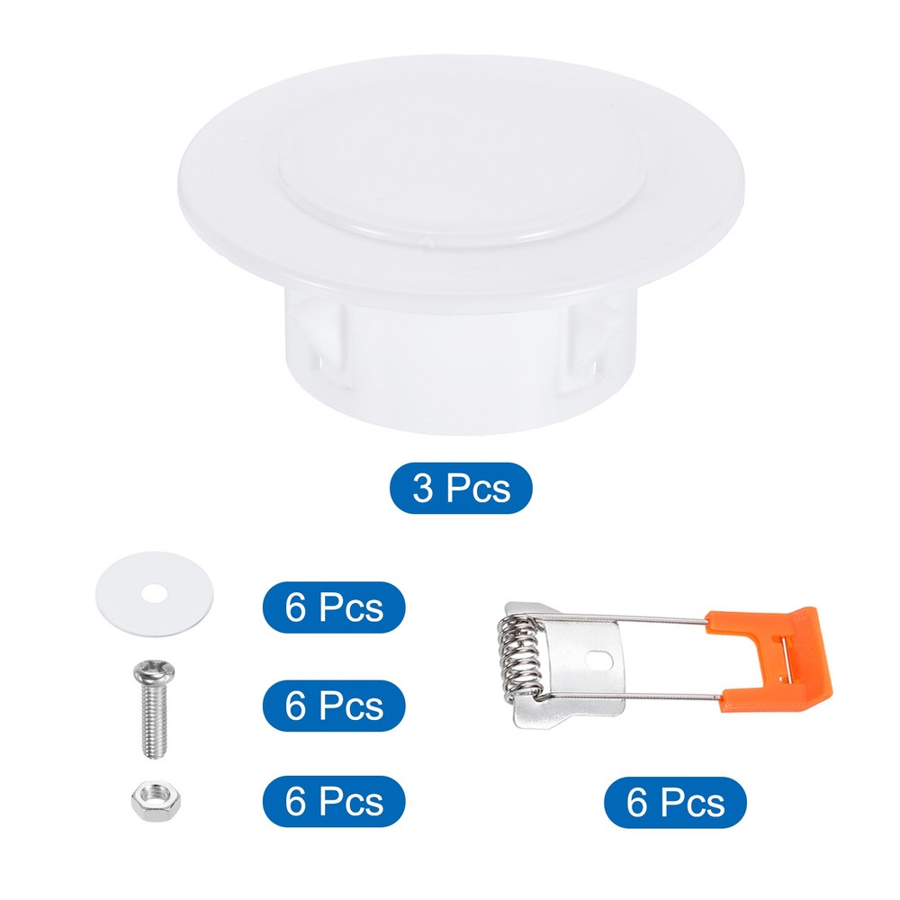 3Pack 3.1" Spring Ceiling Cover Plate Suitable for 2.4-2.7" Round Hole, White