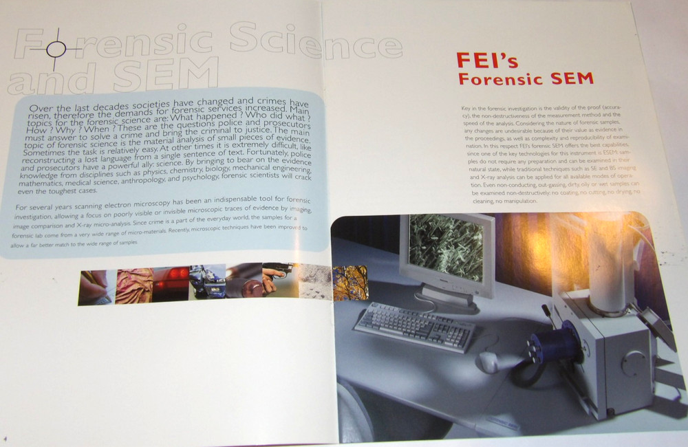 VTG 1999 FORENSIC SCIENCE WITH PHILIPS SCANNING ELECTRON MICROSCOPE BROCHURE/SEM