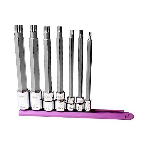 16047 Insert Socket Bit Set, Chrome 7-Piece Long-Length Triple Square