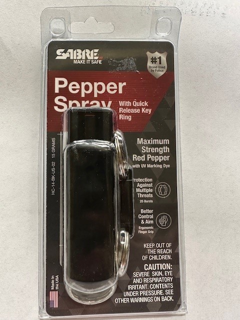 Sabre Black Pepper Spray Quick Release Key Ring