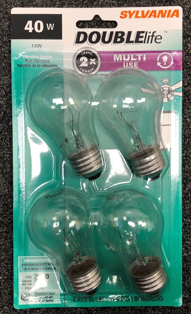 *NEW* Sylvania double life 40w 120v  4 pack *Standard Base*