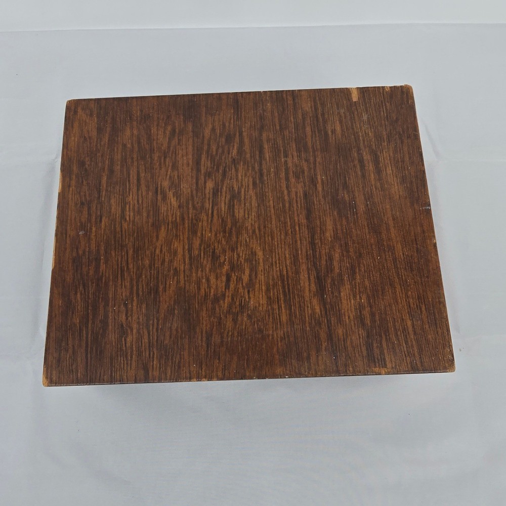Vintage Wooden Keepsake Box Lid Dark Brown Rectangular Storage Chest