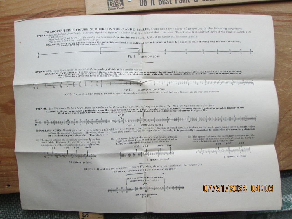 Elementary instructions for operating a slide rule mannheim type 1928 KEUFFEL