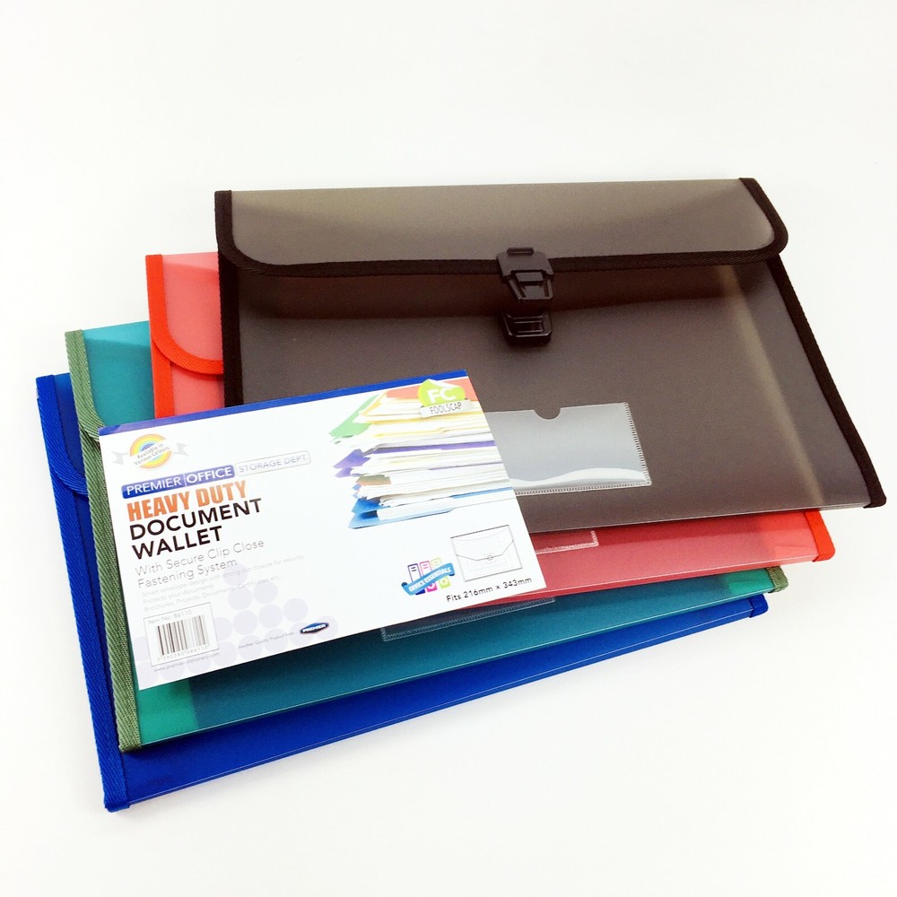 Durable Strong Document Folder Paper Popper Office School Filing Storage Wallet