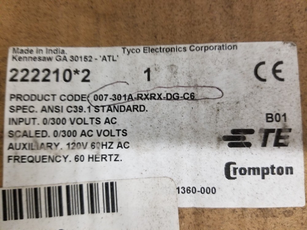 Crompton ETE 301A 0-100 Volt Meter Relay electronic