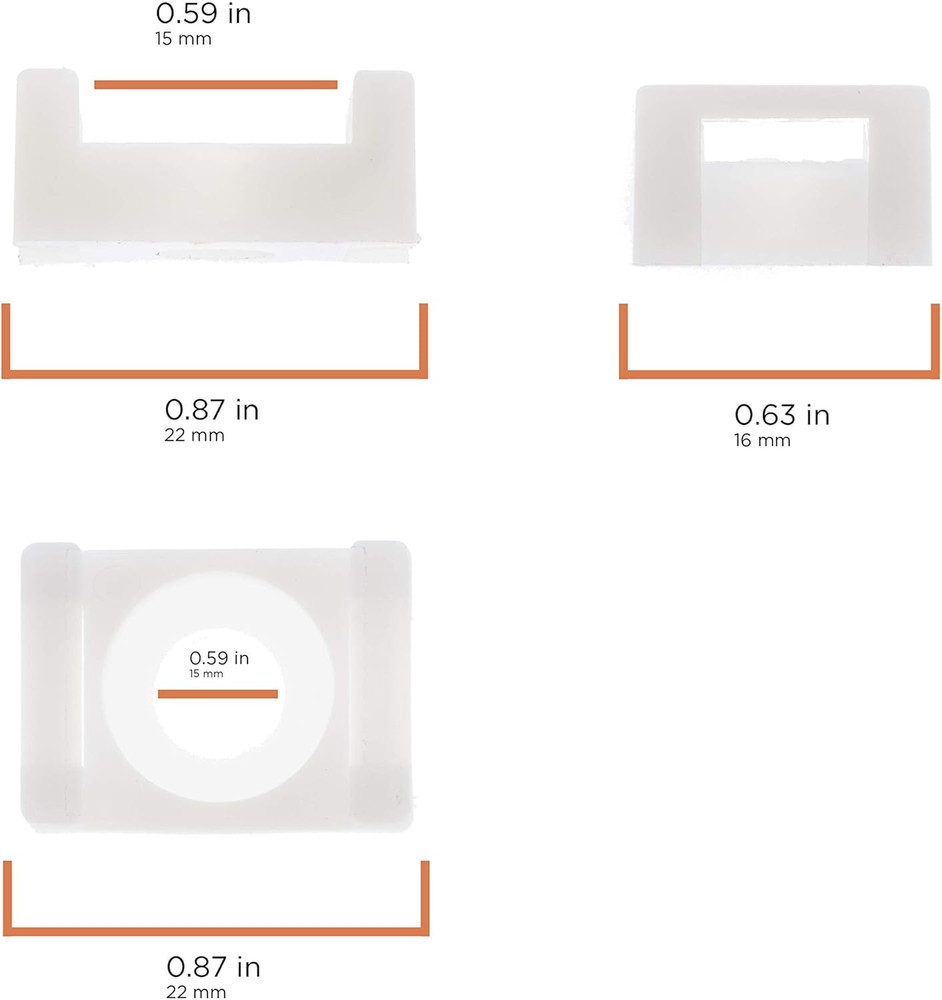 Cable Tie Mounting Base Saddle Type White Nylon Wire Holder Self-Adhesive 100 Pa