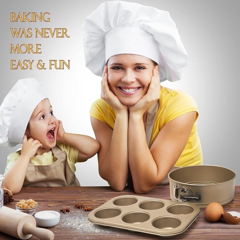 5 Piece Nonstick Baking Set Oven Safe Pans Muffin Tray Stackable Bakeware New