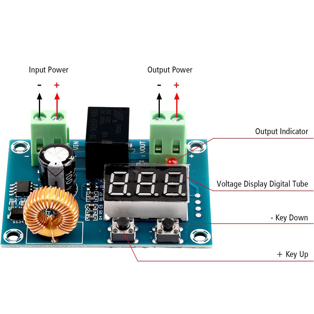 2X DC 12V-36V Battery Low Voltage cut off On Switch Controller Protection Module