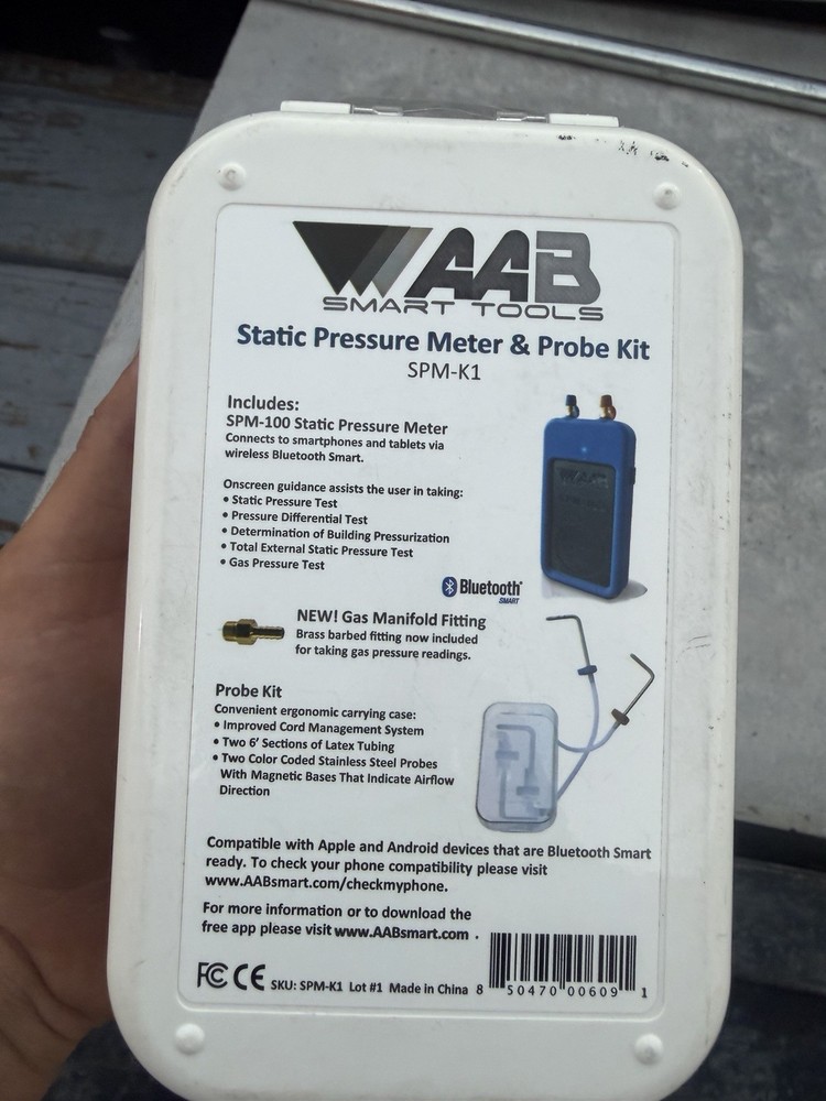 AAB Smart Tools SPM-K1 Static Pressure Meter Probe Kit Bluetooth