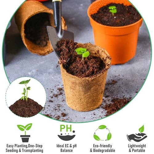 Pcsmm Organic Coco Coir Seed Starter Soil, Compressed Coconut Coir 50 50mm