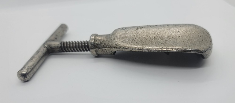 Antique Heavy Metal Nutcracker - Screw Twist, Solid Turn Handle, Nuts Thread, 6"