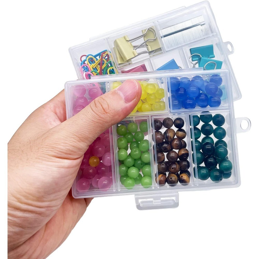 Small Plastic Organizer Box with Dividers 2 Pack Multi Compartment Storage
