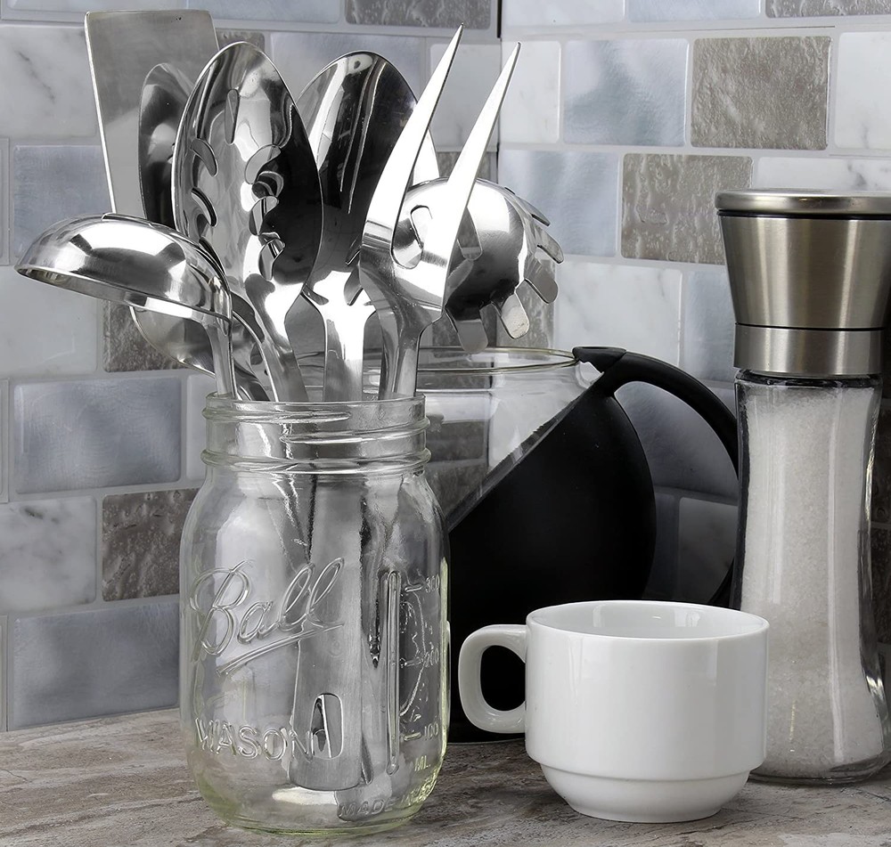 Darware Complete Serving Set (6-Piece, Silver); w/Pasta Server, Fork, Slotted Sp